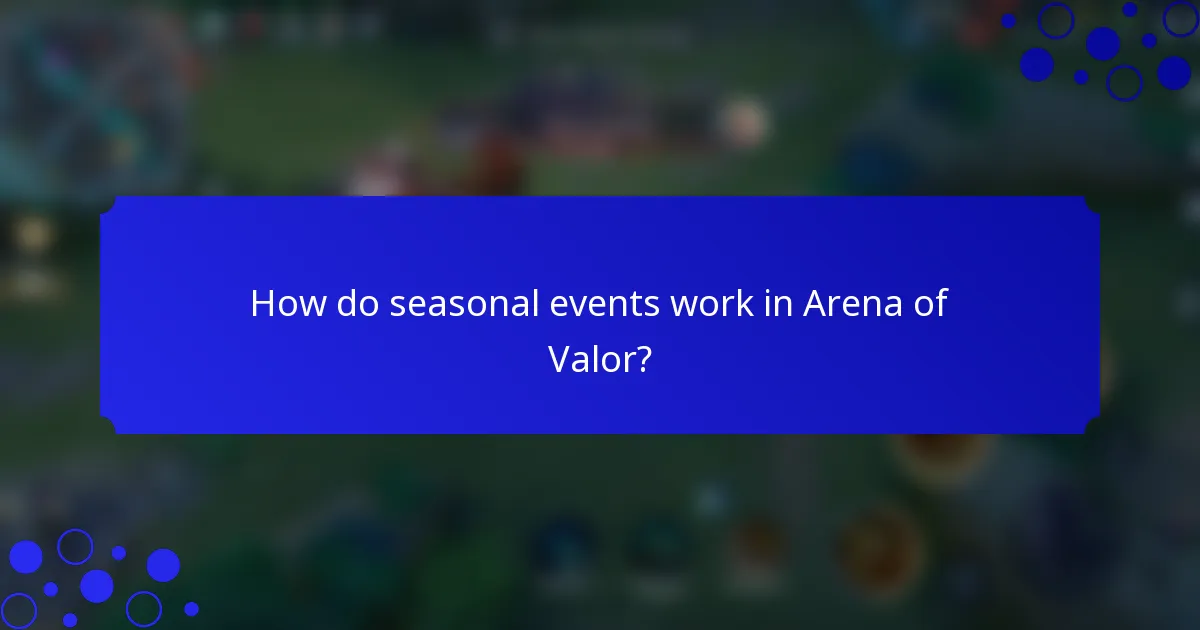 How do seasonal events work in Arena of Valor?