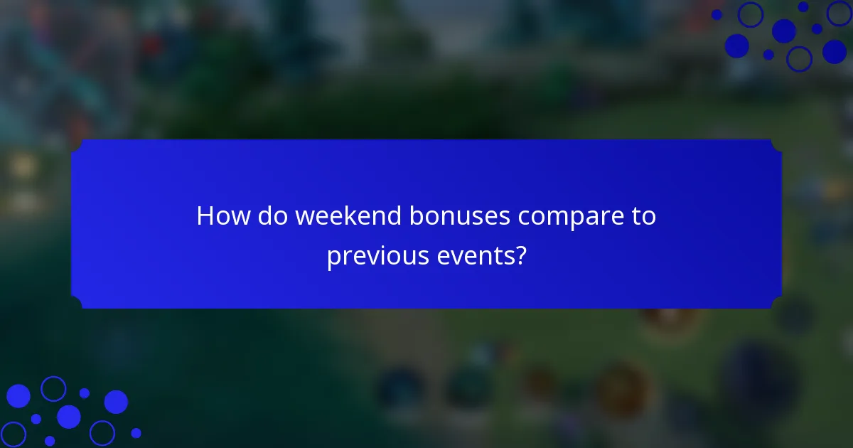 How do weekend bonuses compare to previous events?
