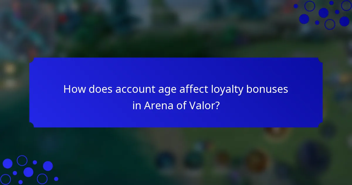 How does account age affect loyalty bonuses in Arena of Valor?