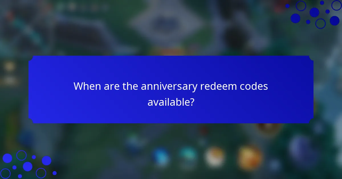 When are the anniversary redeem codes available?